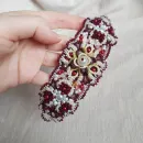 Комплект: Браслет и серьги "Вишня на креме" фриволите