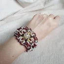 Комплект: Браслет и серьги "Вишня на креме" фриволите