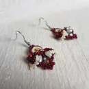 Комплект: Браслет и серьги "Вишня на креме" фриволите
