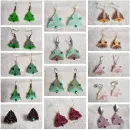 Серьги с жемчугом, биконусами. ронделями