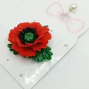 Брошь игла Красный мак ручной работы из полимерной глины