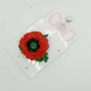 Брошь игла Красный мак ручной работы из полимерной глины