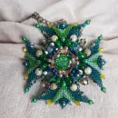 Брошь-орден-подвеска + Брошь и Серьги "Изумруд"