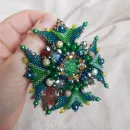 Брошь-орден-подвеска + Брошь и Серьги "Изумруд"