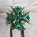 Брошь-орден-подвеска + Брошь и Серьги "Изумруд"