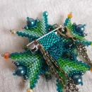 Брошь-орден-подвеска + Брошь и Серьги "Изумруд"