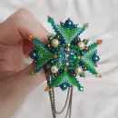 Брошь-орден-подвеска + Брошь и Серьги "Изумруд"