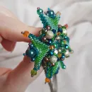 Брошь-орден-подвеска + Брошь и Серьги "Изумруд"