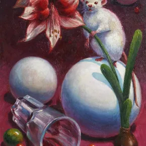 Картина "Композиция с белой крысой"