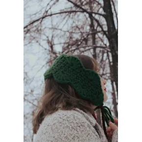 Повязка ручной работы, женская на ушки вязаная крючком "Теплая зелень"