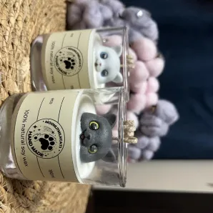 Свеча «Котик в молоке» серый