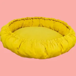 Лежанка круглая жёлтая для питомцев кошек, собак , животных