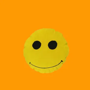 Смайлик - Желтая подушка круглая интерьерная декоративная