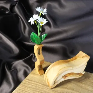 Ваза для цветов и сухоцветов деревянная с колбой