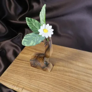 Ваза для цветов и сухоцветов из дерева с колбой