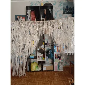 Штора макраме узорная с цветами