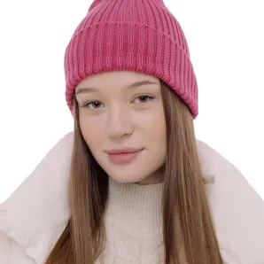 Шапка бини вязаная лапша в рубчик