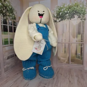 Игрушка — Заяц белый в стиле Тильда 38 см.