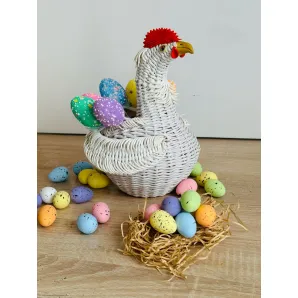 Корзинка из бумажной лозы курочка белая