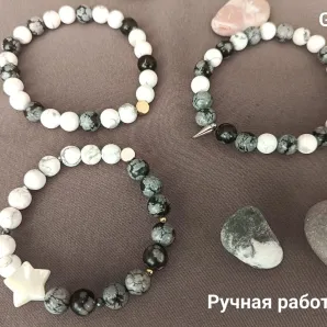 браслет кахалонг и обсидиан