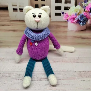 Игрушка ручной работы котик — амигуруми