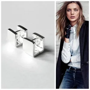 Серьги из серебра глянцевые хагги " кубики "