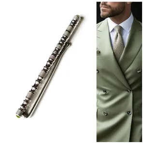 тубус для деревянной зубочистки из серебра с хризолитом