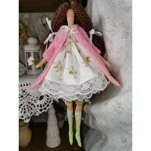 Кукла тильда в розовом пальто. Текстильные куклы ручной работы.