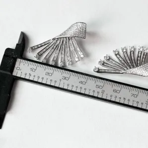 Серьги - веера из серебра с кубическим цирконием