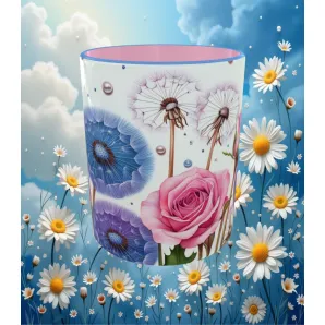 кружка розы, одуванчики