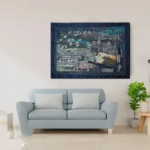 "Морская черепаха" - панно, картина интерьерная, текстильная картина