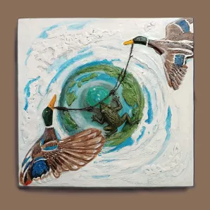 Лягушка путешественница - панно мотиватор, картина интерьерная