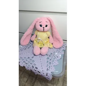 Зайка с длинными ушами из плюша ручной работы