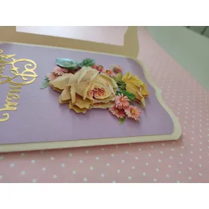 Поздравительная 3D открытка, выполненная в технике "объёмная аппликация"