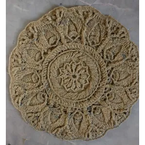 Коврик "Цветочный" из джута, 60х60 — ручная работа