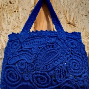 Сумка "Сапфир" вязаная крючком в стиле ирландского кружева. Ручная работа