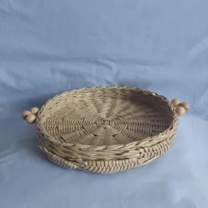 Поднос плетеный из бумажной лозы с декором колоски