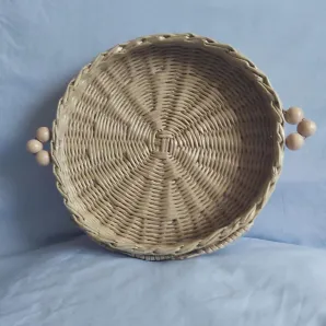 Поднос плетеный из бумажной лозы с декором колоски