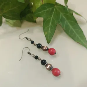 Серьги "Коралл в агате"