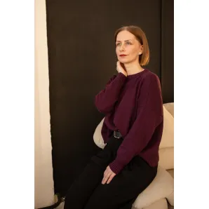 Свитер оверсайз, цвет винный, размер 44-46, состав: кашемир 10%, мериносовая шерсть 70%, шелк 20%