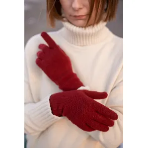 Перчатки бордо, состав 90% мериносовая шерсть 10% кашемир, обхват ладони 18-20 см