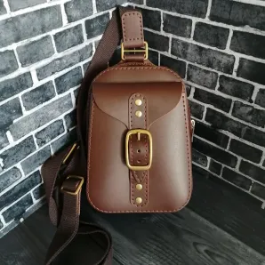 Мужской слинг ручной работы из натуральной кожи