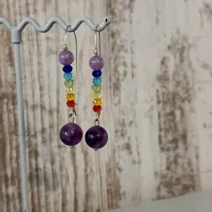 Серьги чакровые удлиненные с чароитом