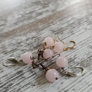 Серьги с розовым кварцем