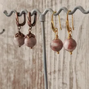 Серьги с розовой яшмой