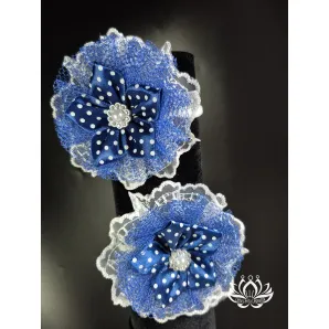 Комплект резинок для волос ручной работы Цветок синий