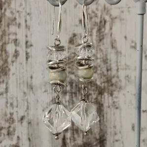 Серьги с хрусталем и голубым варисцитом