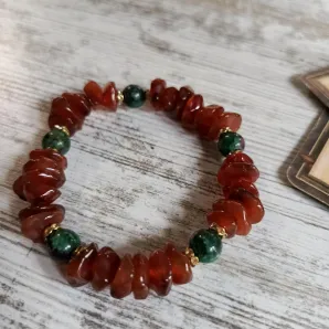 Браслет из сердолика с цоизитом