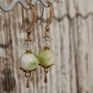 Серьги с жадеитом и хрусталем кракле