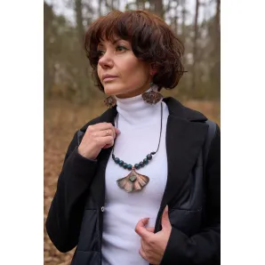 Комплект подвеска и серьги «Танец Гинкго»